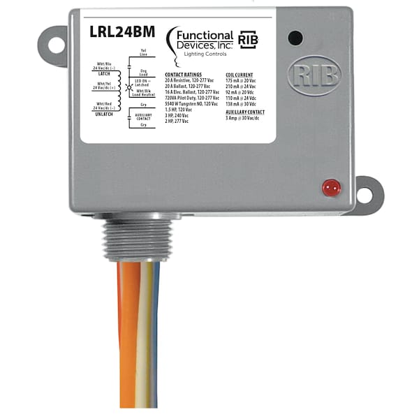 Relay, 24 Vac/dc Coil, 5540W; 277Vac In, 20A; 120-277Vac Bal and 16A